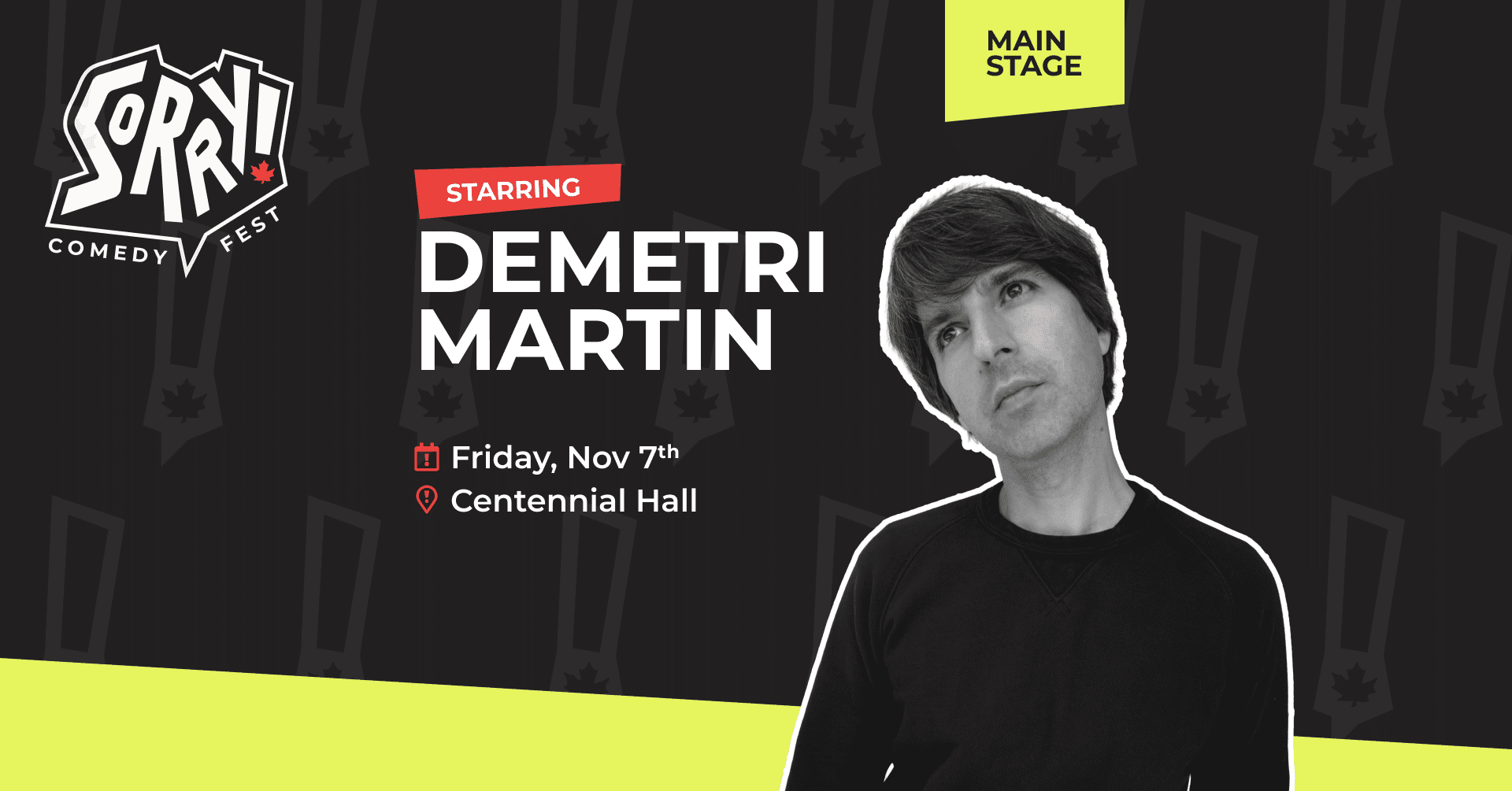 A picture of Demetri Martin describing the event